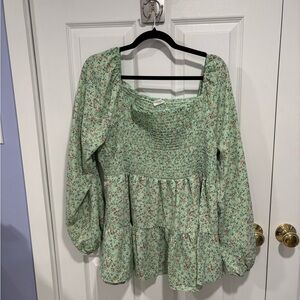 Chic Soul Mint Floral Blouse